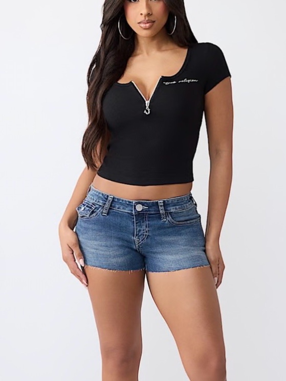 True Religion Joey Cut Off Short size 28 Y2K - Picture 1 of 14